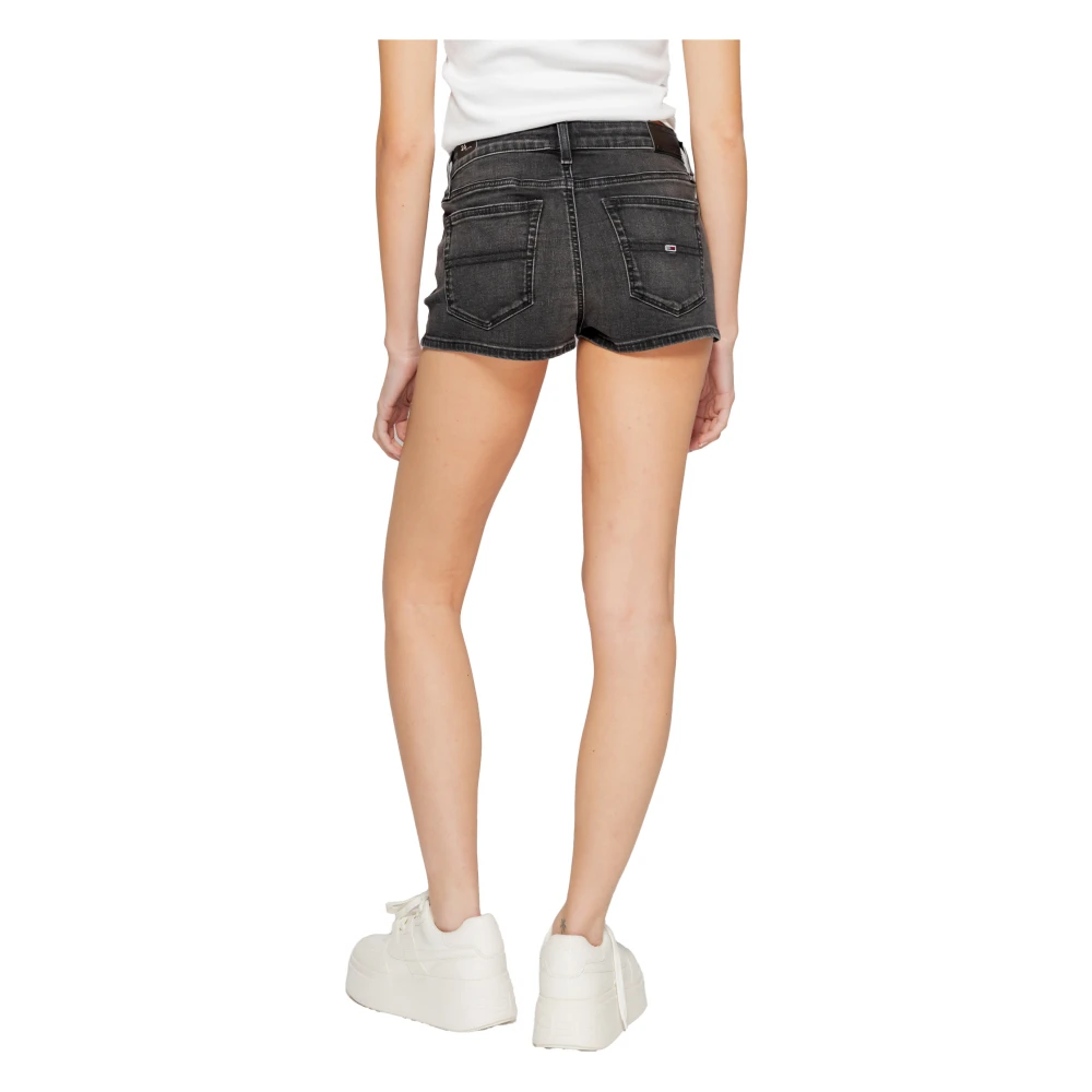 Tommy Jeans Zwarte Jeansshorts met Ritssluiting Black Dames