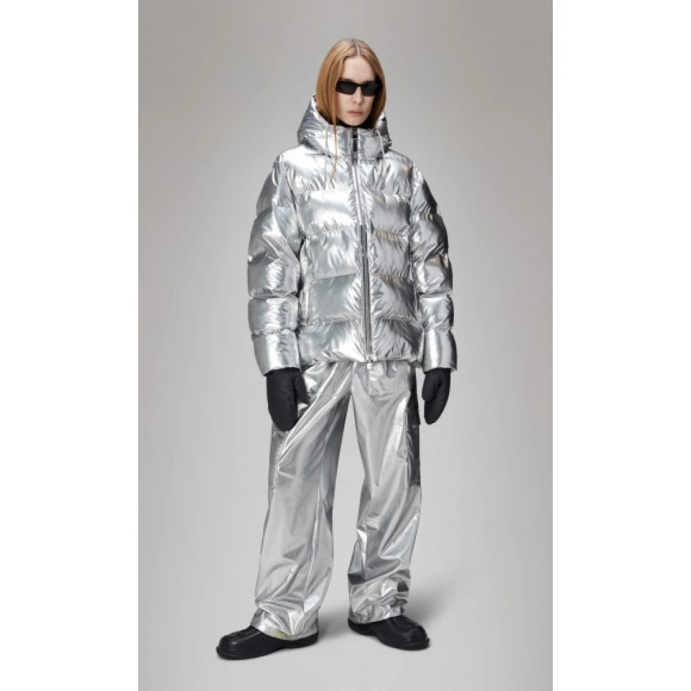 Rains Waterdichte Winter Pufferjas met Geïsoleerde Capuchon Gray Dames