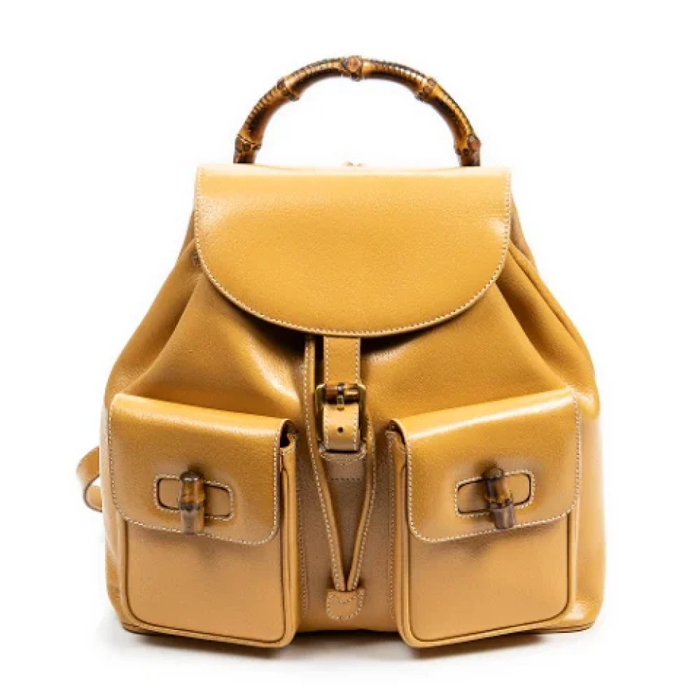 Gucci Vintage Pre-owned Leather backpacks Yellow Dames