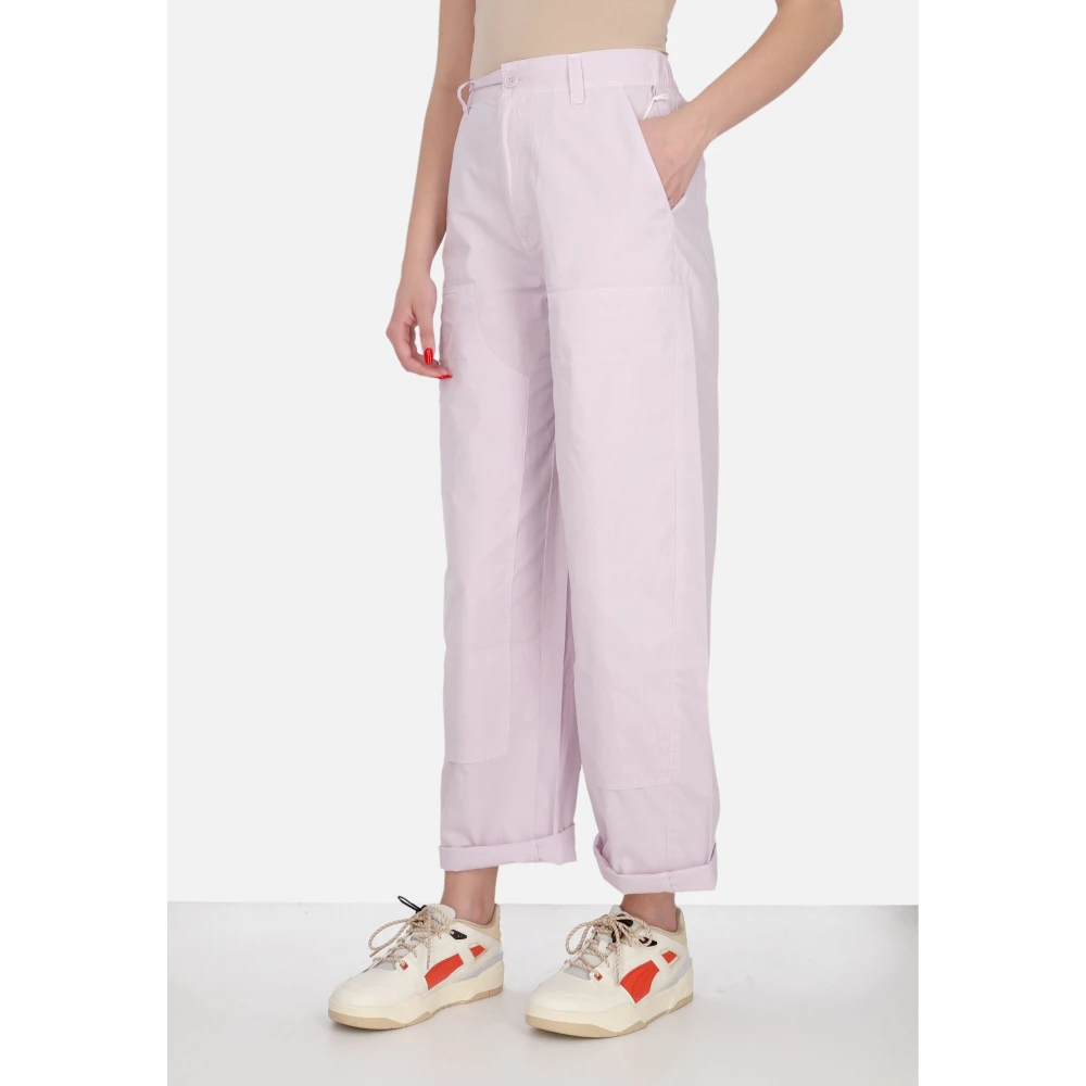 Obey Geverfde Wijde Pijp Broek Purple Dames
