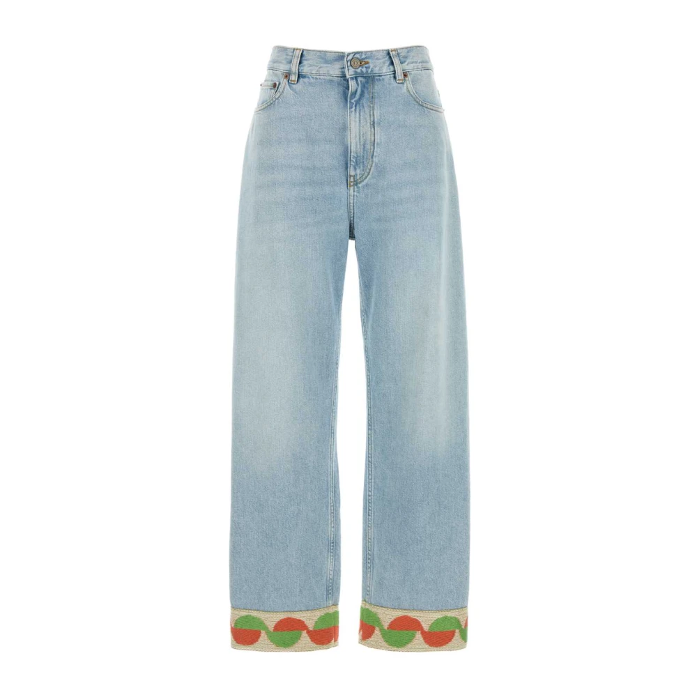 Valentino Garavani Women's Blue Wide Jeans, W26, Denim Trousers