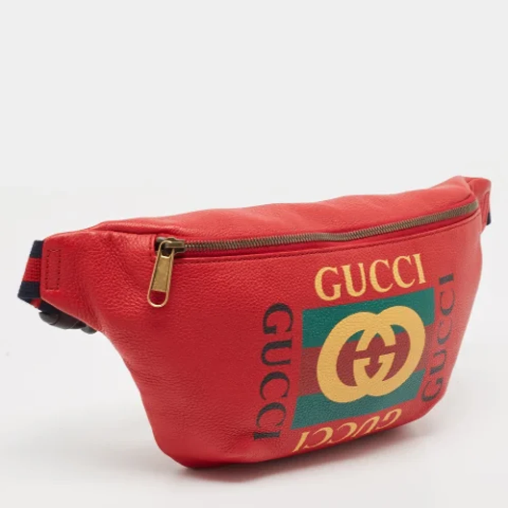 Gucci Vintage Pre-owned Leather gucci-bags Red Heren