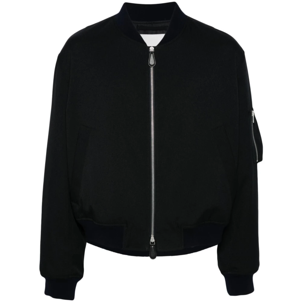 Jil Sander Blauwe Gewatteerde Jas met Ritssluiting Blue Heren