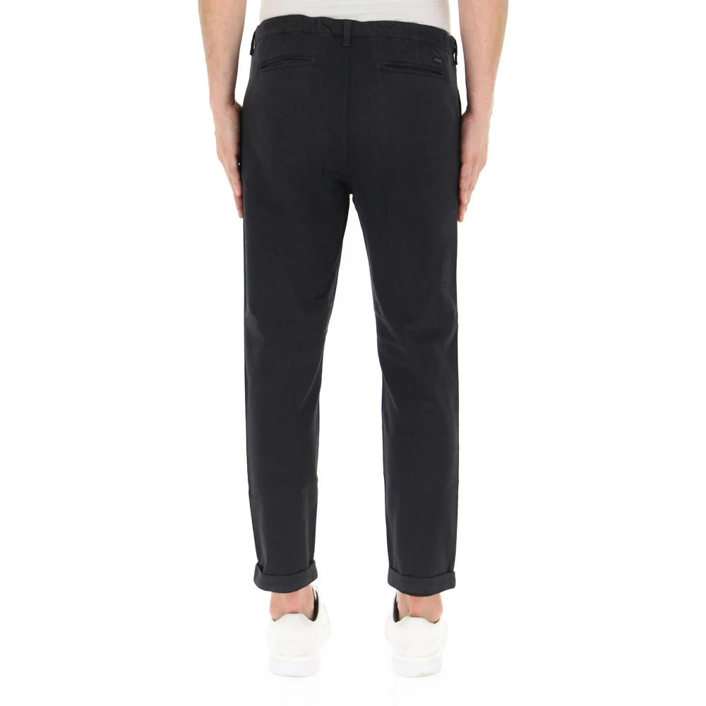 40Weft Slim Chino Navy Broek met Plooien Blue Heren