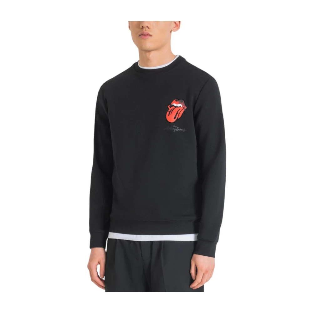 Antony Morato Men's Black Sweatshirts, M, Contemporary Urban Sweatshirt With Rolling Stones Logo