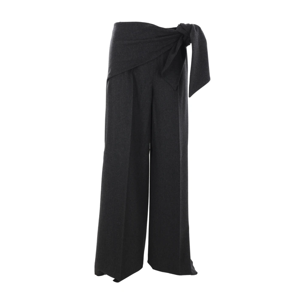 Max Mara Grijze Wijde Pijp Broek van Wol Gray Dames