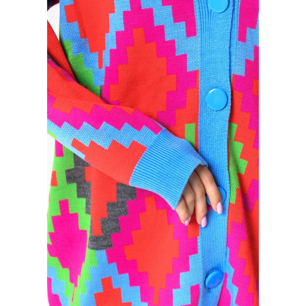 Cesare Gaspari Multicolor Button-Up Cardigan Fuchsia Multicolor Dames