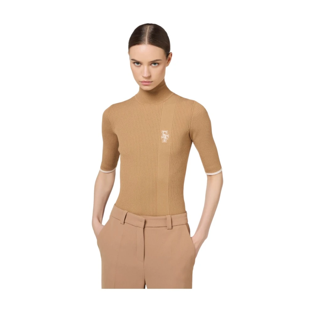 Elisabetta Franchi Stijlvolle Gebreide Top Brown Dames