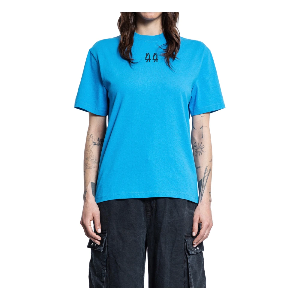 44 Label Group Women's Blue Cotton Jersey Tee With 44 Prints
