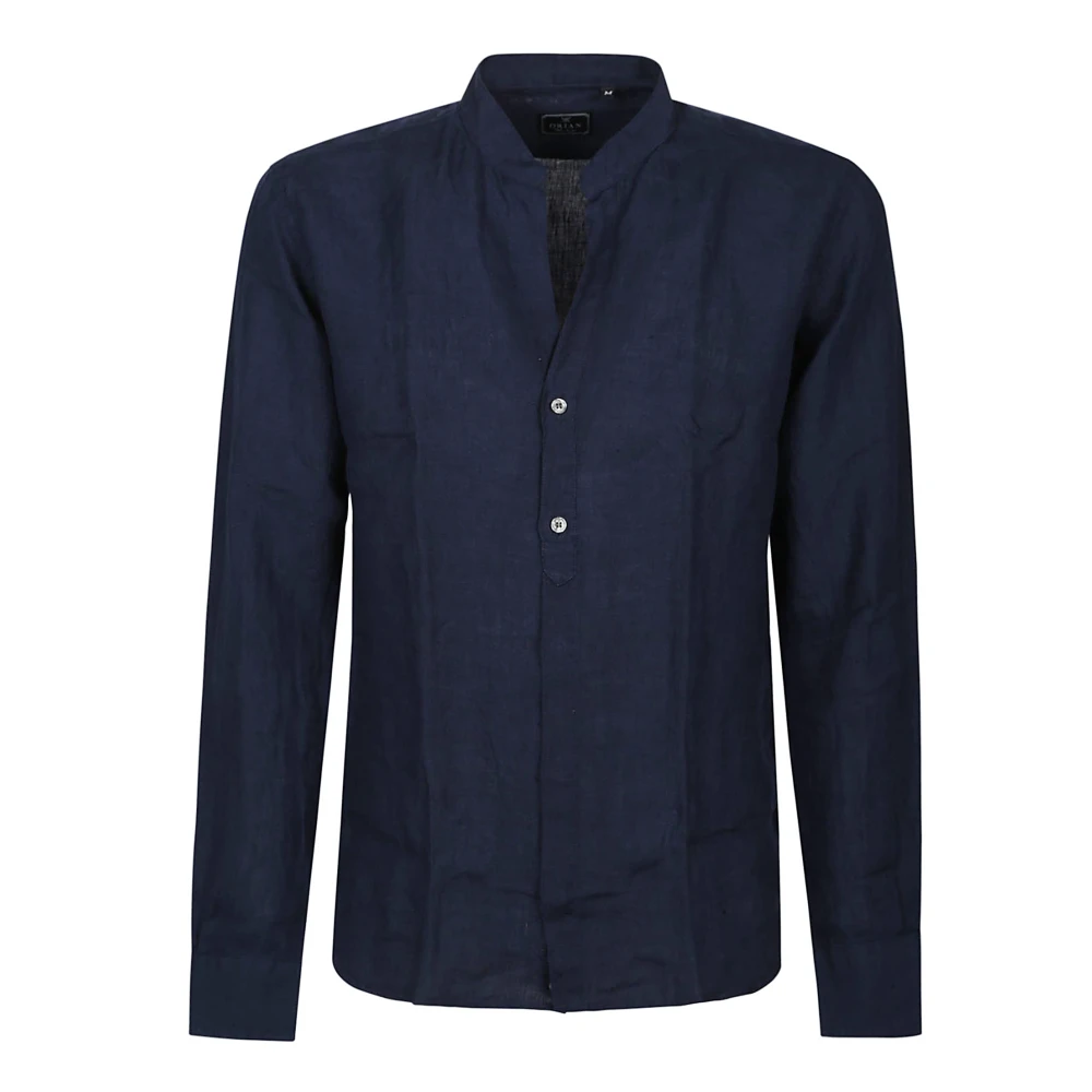 Orian Gewassen Lange Mouw Shirt Blue Heren