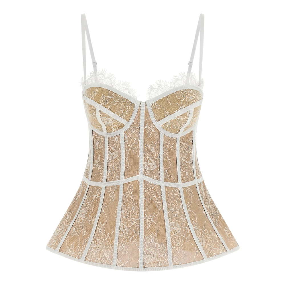 Giuseppe Di Morabito White Sleeveless Tops, Female, Xs, Bustier In Decorated Lace