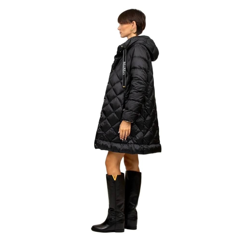 Max Mara Omkeerbare Parka met Capuchon Zwart Black Dames