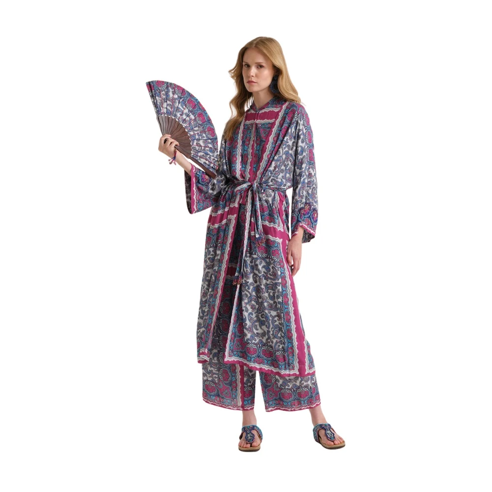 Maliparmi Women's Blue Midi Dresses, L, Sunset Paisley Dress