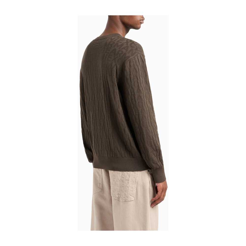 Armani Exchange Bruine Jacquard Logo Lichtgewicht Brei Brown Heren