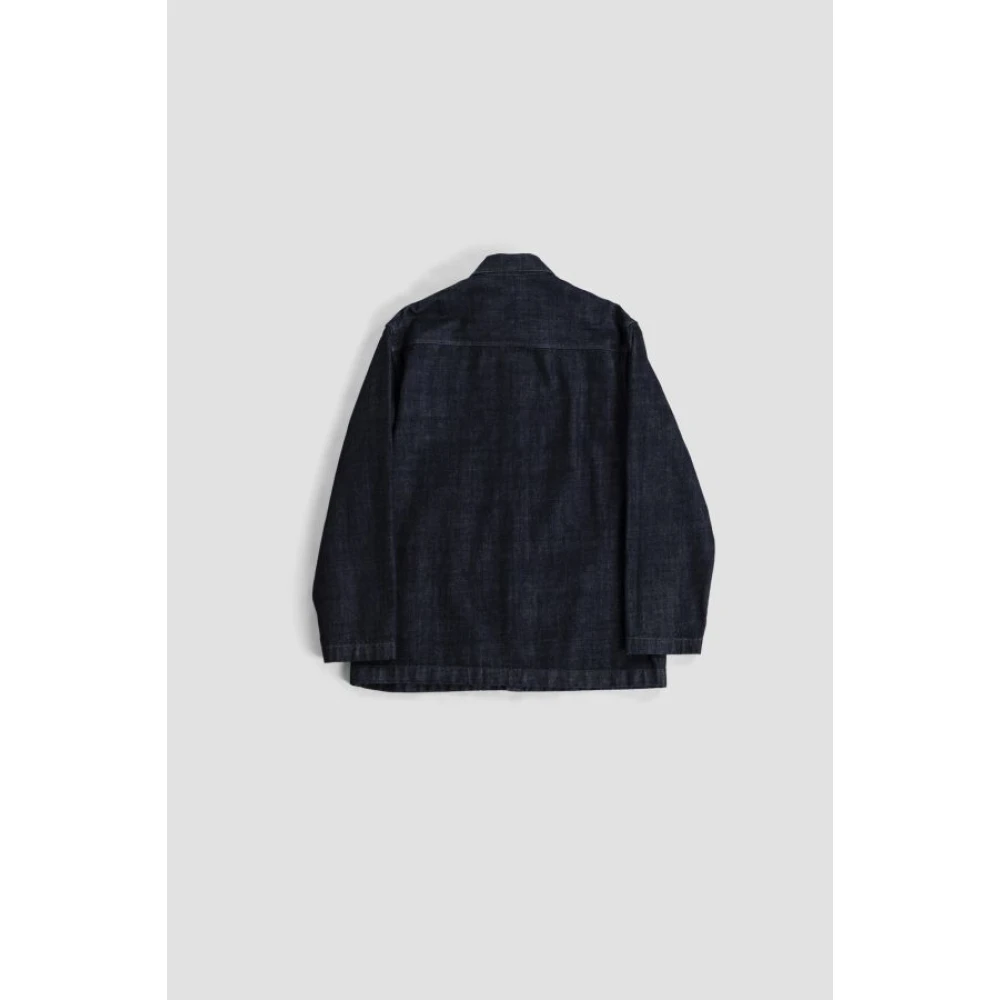 Jil Sander Navy Blauw Denim Shirt Snap Sluiting Black Heren