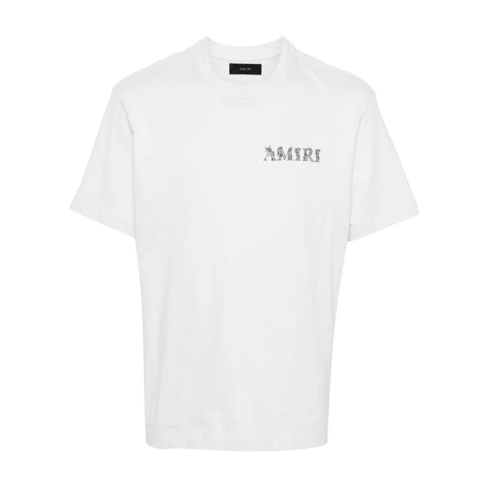Amiri Blauw Grijs Logo T-shirt White Heren