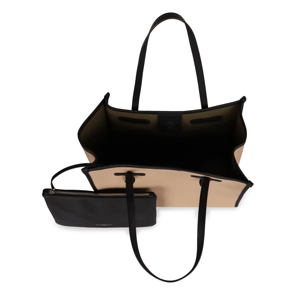Gianni Chiarini Tote van visgraatstof met lederen details Beige Dames