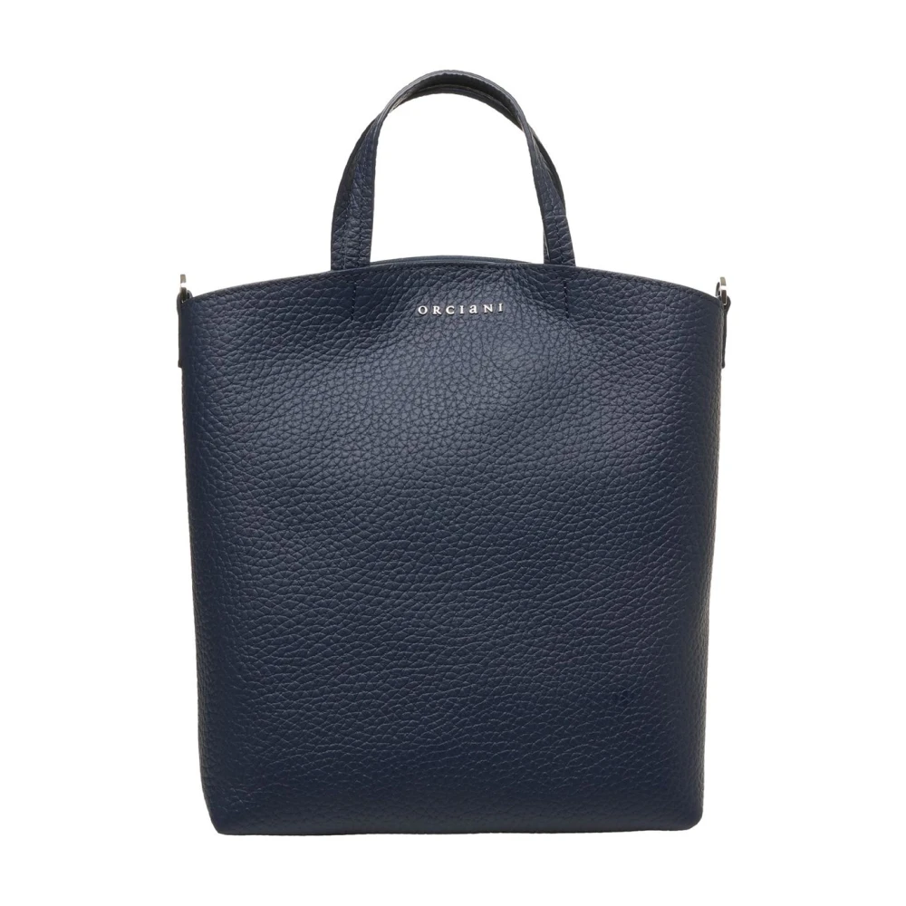Orciani Blauwe Leren Shopper Tas Blue Dames