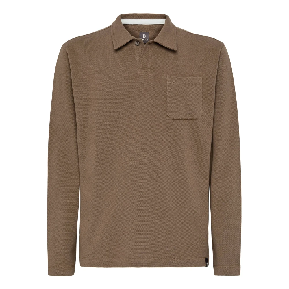 Boggi Milano Poloshirt van piquékatoen Brown Heren