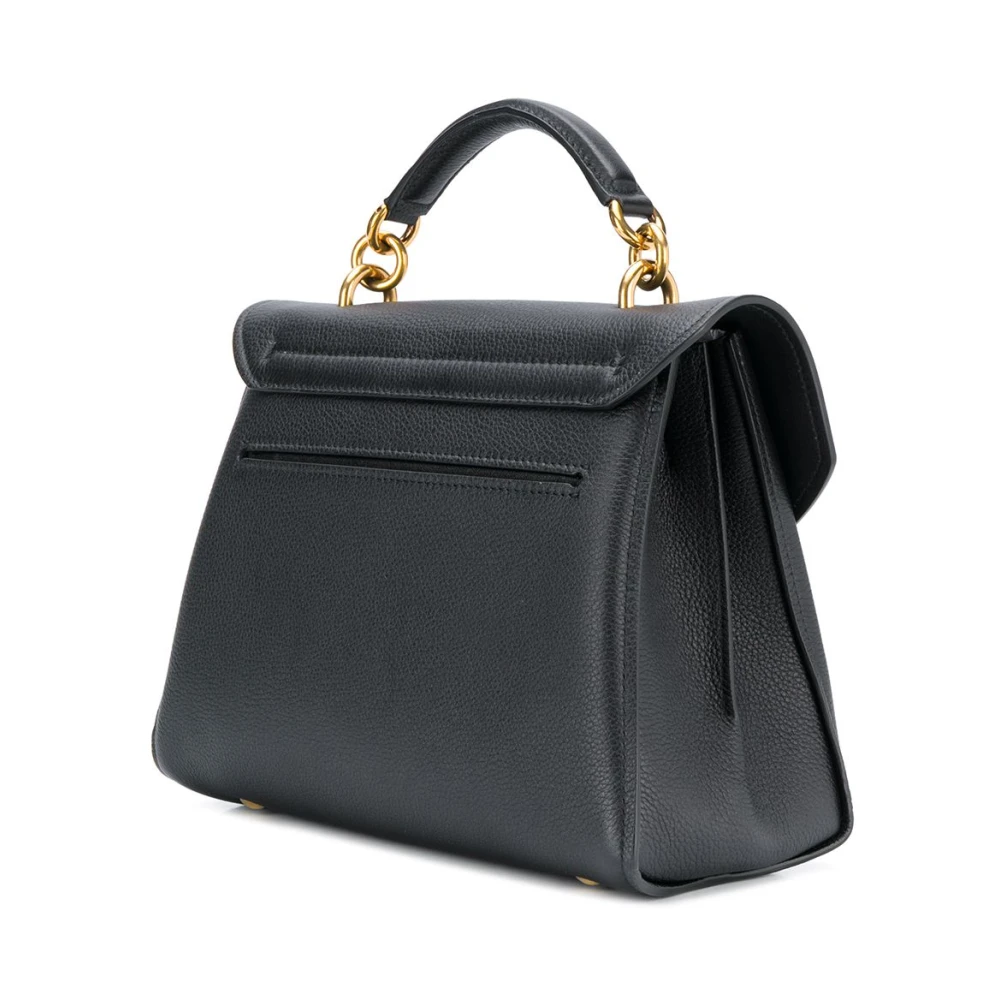 Salvatore Ferragamo Zwarte gehamerde leren handtas met gouden hardware Black Dames