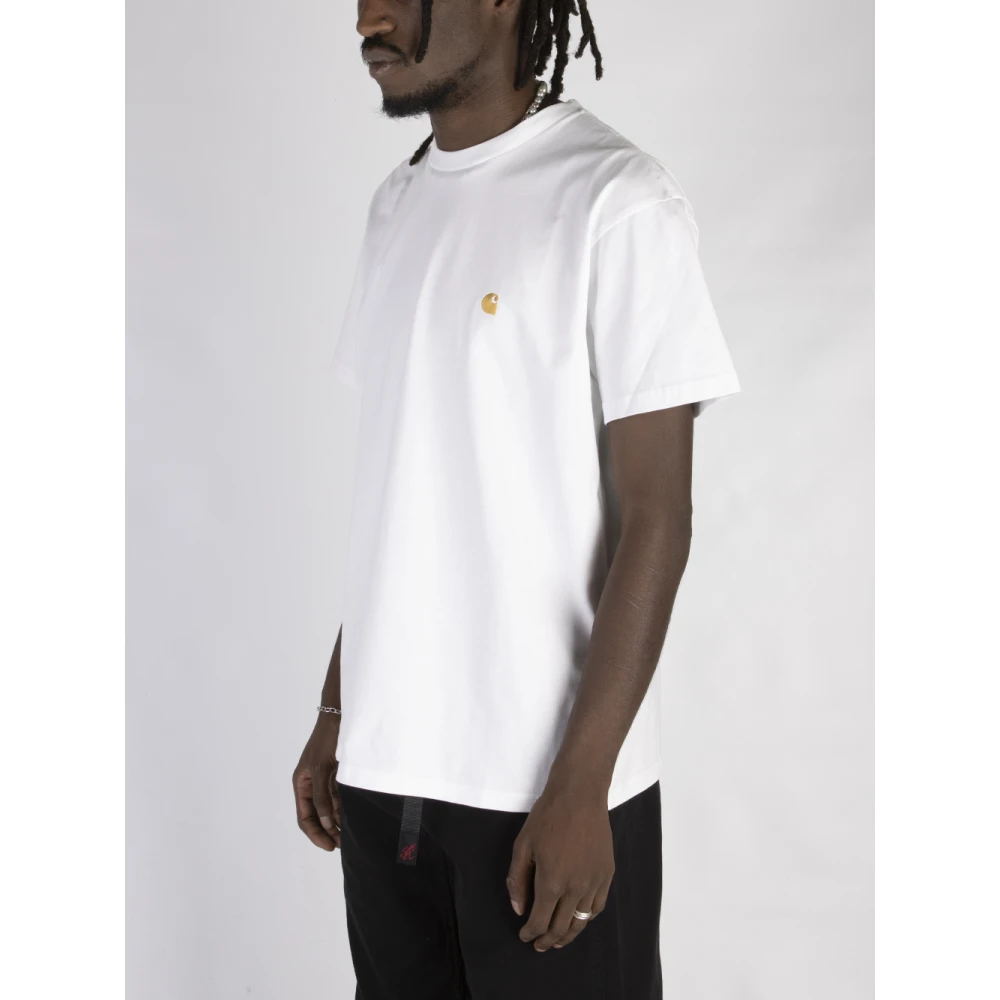 Carhartt WIP Witte T-shirts en Polos met Geborduurd Logo White Heren