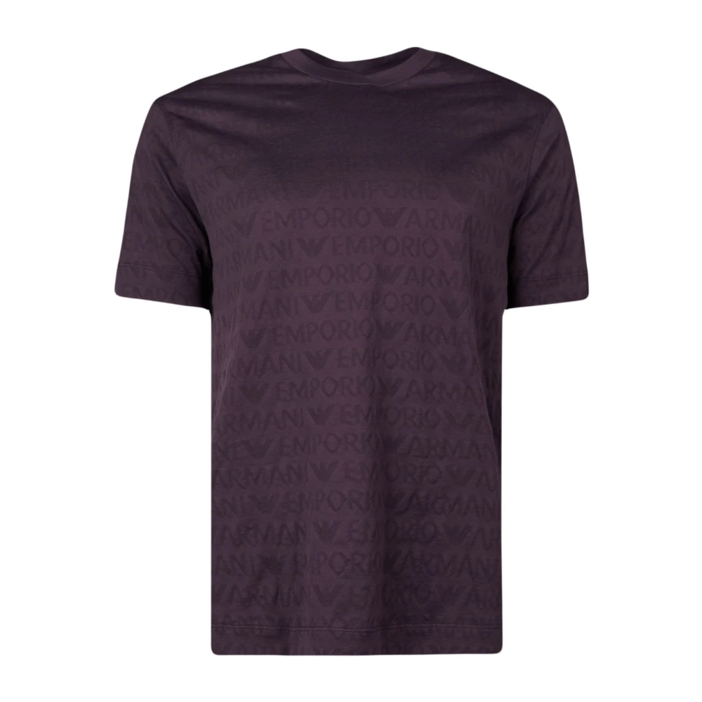 Emporio Armani Mannelijk Purper Tops Heren, Paars, M, Paarse Korte Mouw T-Shirt 3D1th 51Jorz 0861