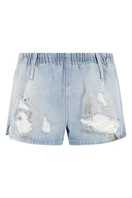 Vintage Denim Shorts med Elastisk Midja