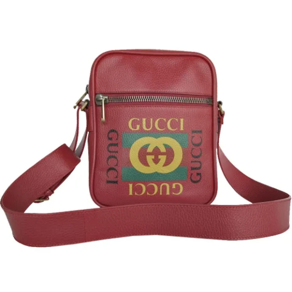 Gucci Vintage Pre-owned Leather gucci-bags Red Heren