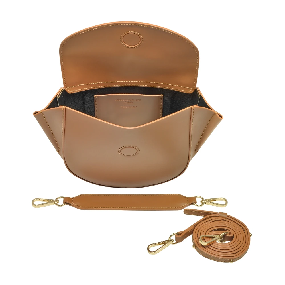Le Parmentier Astorya Leather Mini Bag met Schouderband Beige Dames