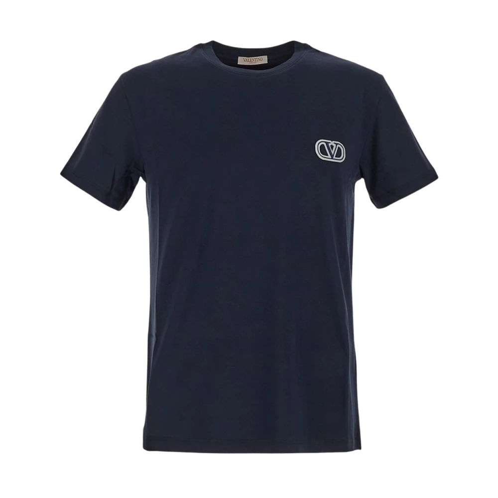Valentino Garavani Blauwe VLogo Signature Katoenen T-shirt Blue Heren