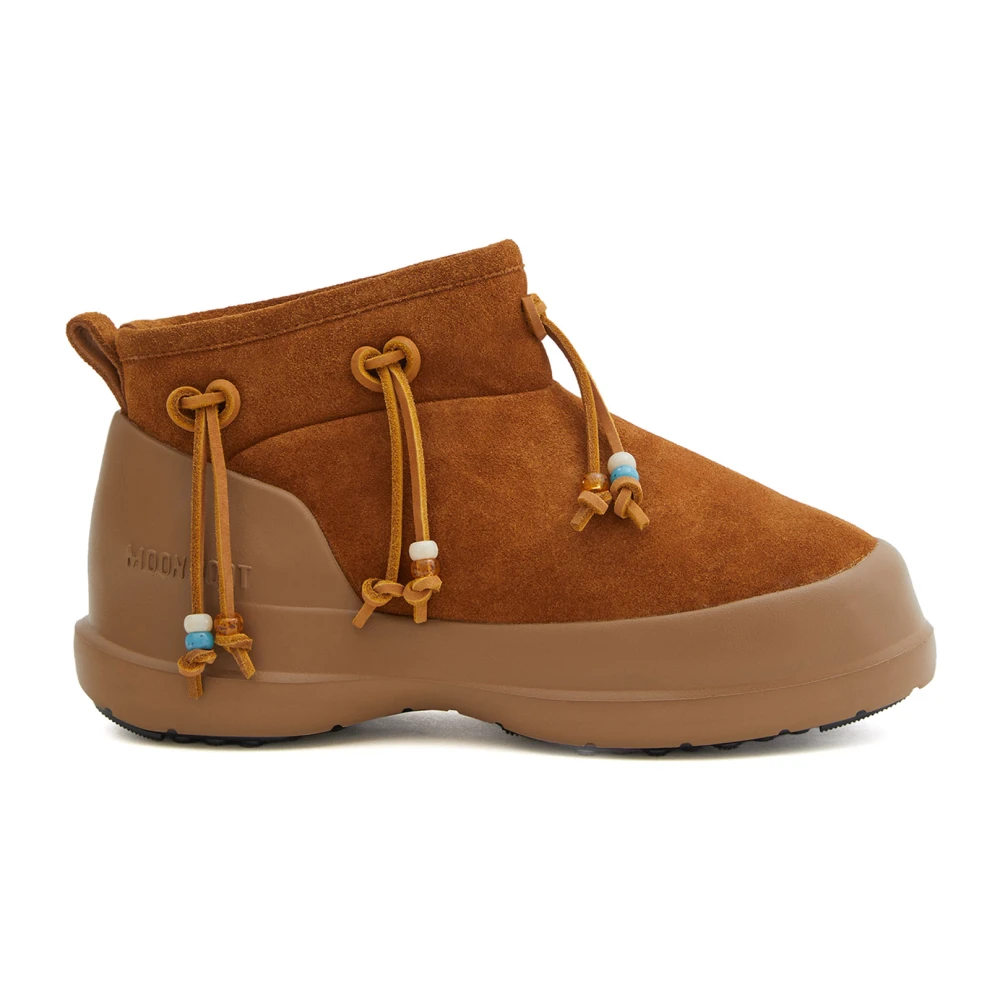 Moon Boot Women's Brown Winter Boots, 8 Uk, Brandy Slip-On Suede Boots With Beaded Details