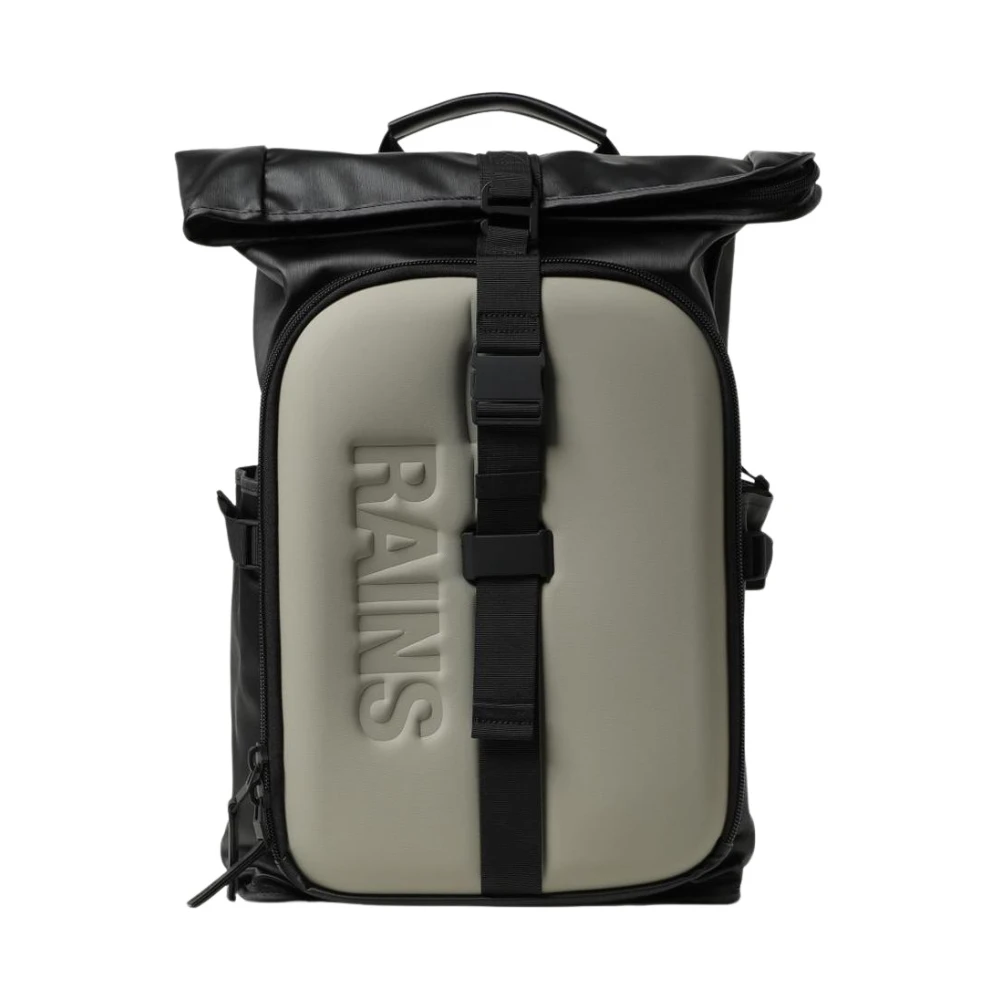 Rains Uomo Multicolor Zaino Rolltop Nero Elegante