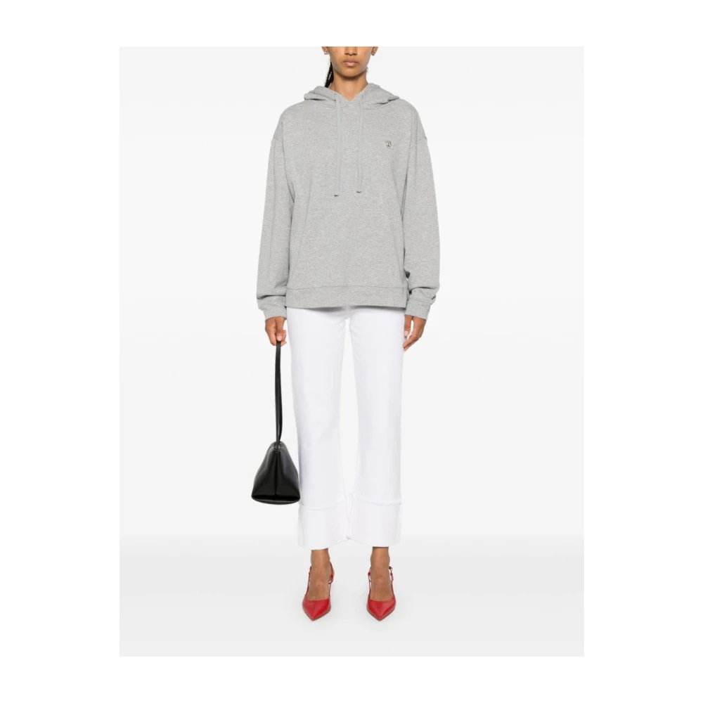 Twinset Grijze Katoenen Hoodie met Logo Gray Dames