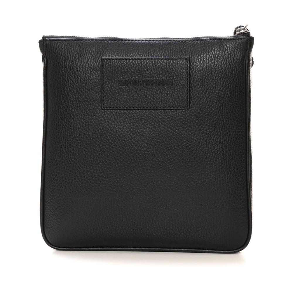 Emporio Armani Leren schoudertas met verstelbare band Black Heren