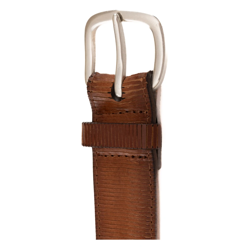 Orciani Bruin Leren Riem met Sheffield Gesp Brown Heren