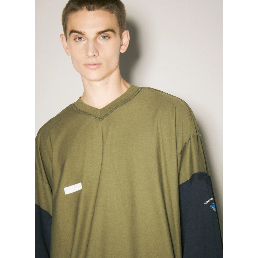 Vetements Haai Inside-Out T-shirt Katoenen Jersey Green Heren