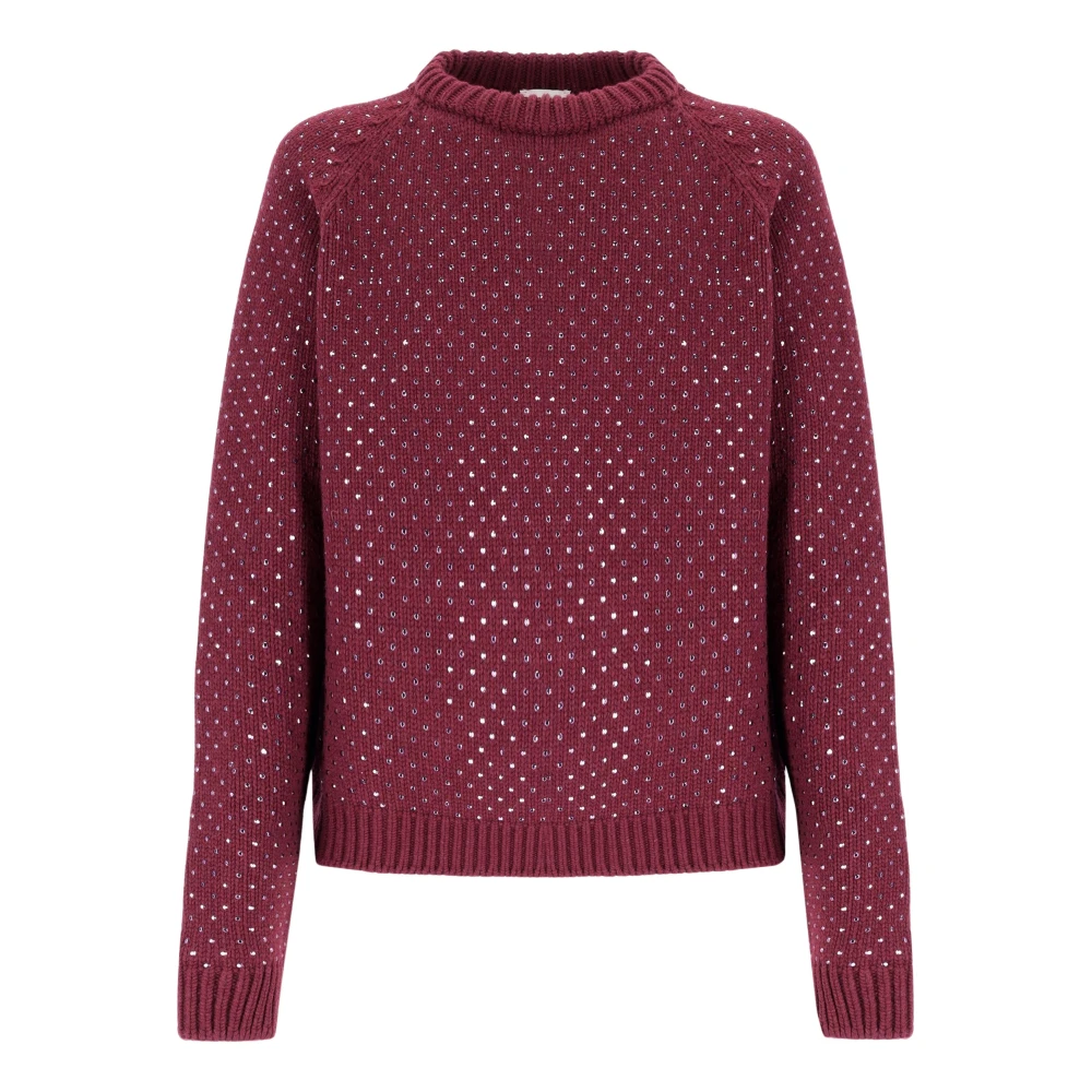 Laneus Ronde Hals Hotfix Kristal Trui Red Heren