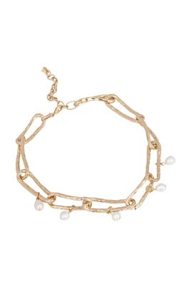 Pärlutsmycknad hamrad halsband