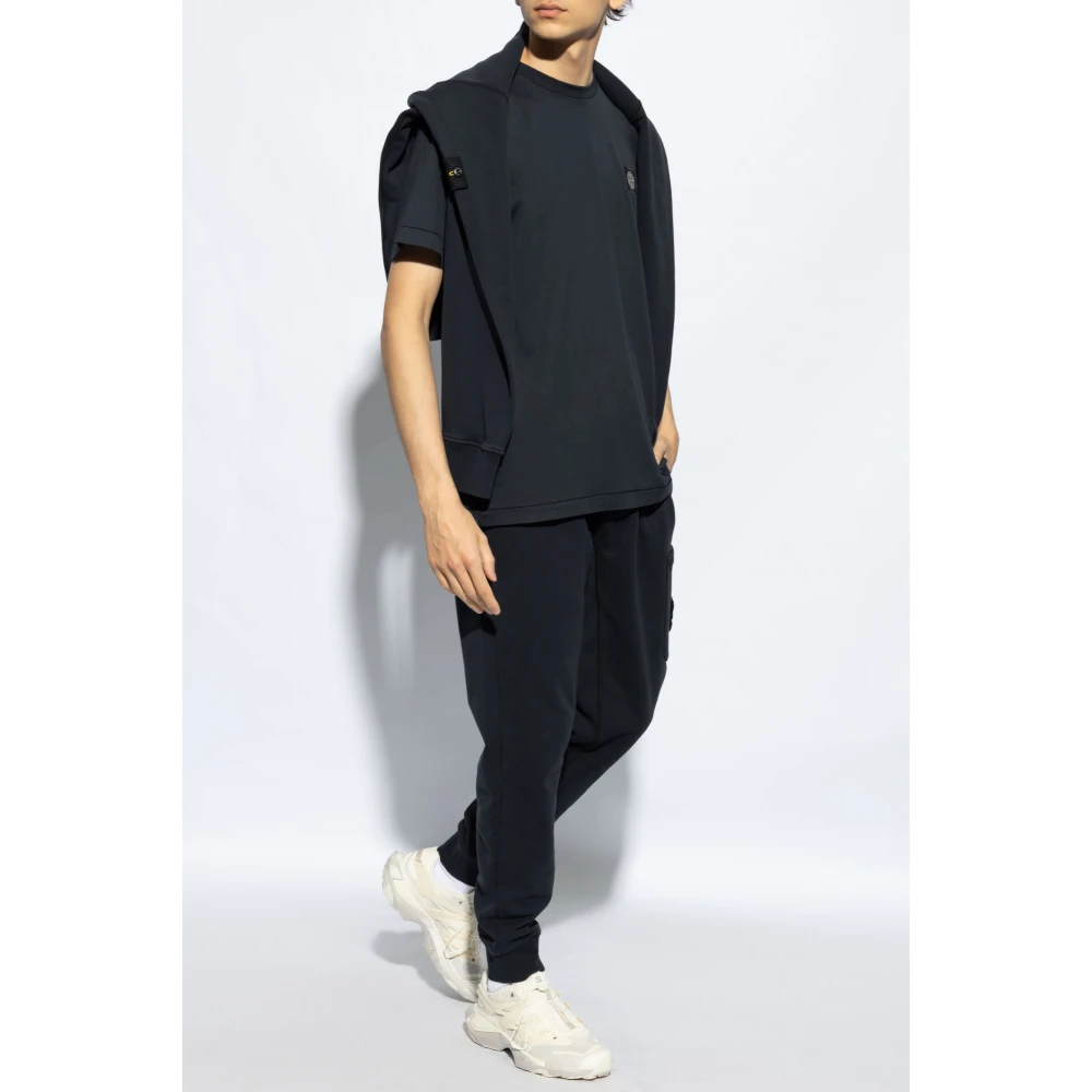 Stone Island T-shirt met logo patch Blue Heren