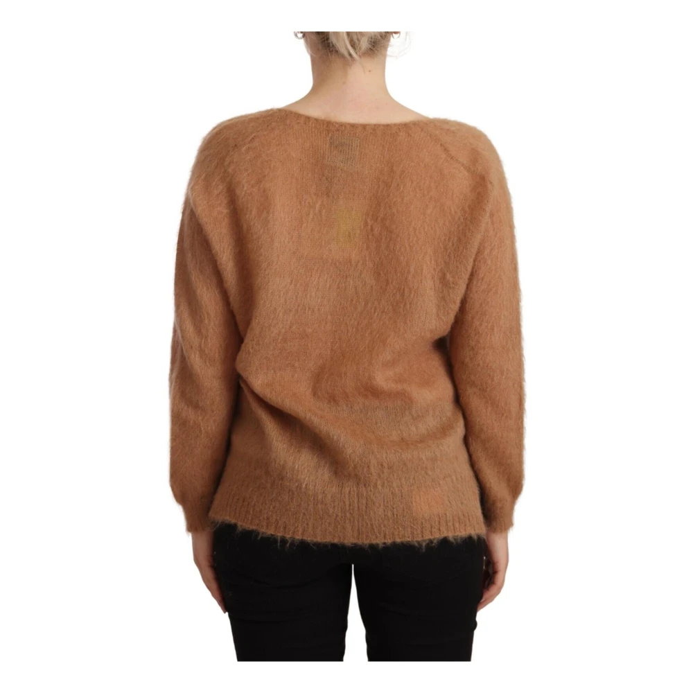 Pink Memories Logo Detail Gebreide Cardigan Sweater Brown Dames