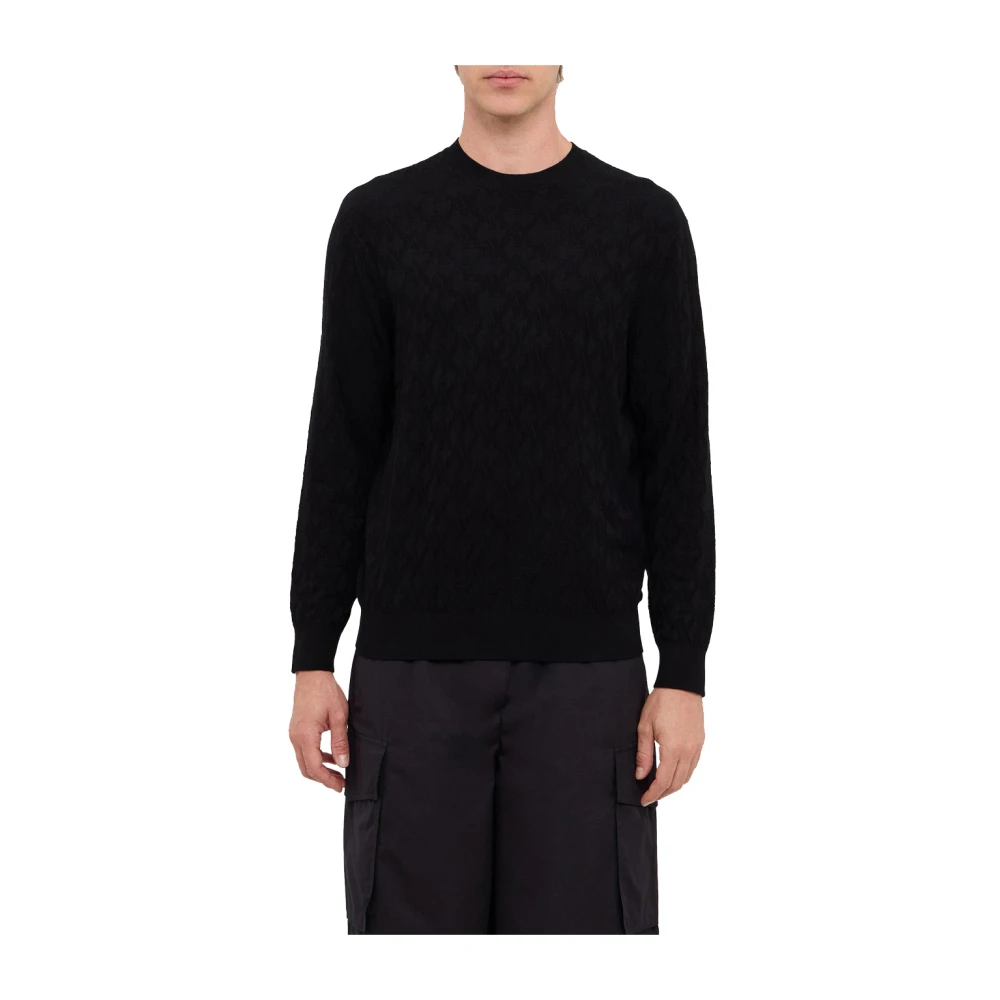 Emporio Armani Zwarte Sweater Logo Pullover Black Heren