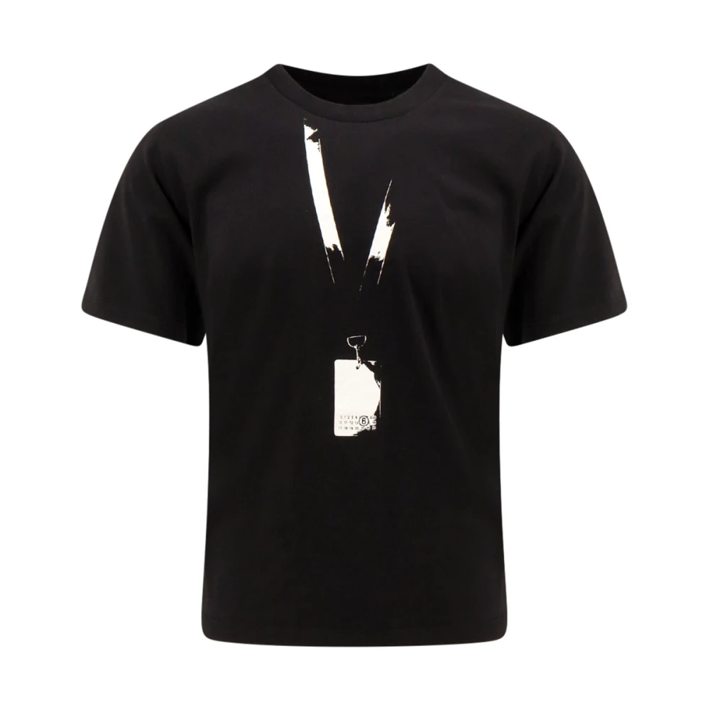MM6 Maison Margiela Unisex Katoenen T-Shirt met Iconische Print Black Heren