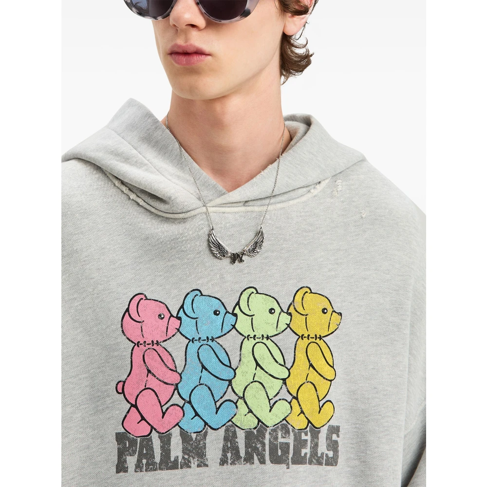 Palm Angels Grijs Melan Crossroads Bears Hoody Gray Heren
