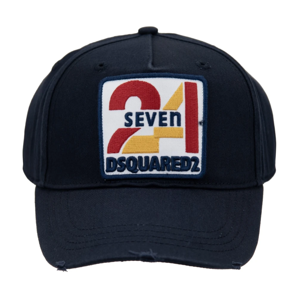 Dsquared2 Unisex Blue Hats & Caps, One Size, Embossed Logo Baseball Cap Fibbia