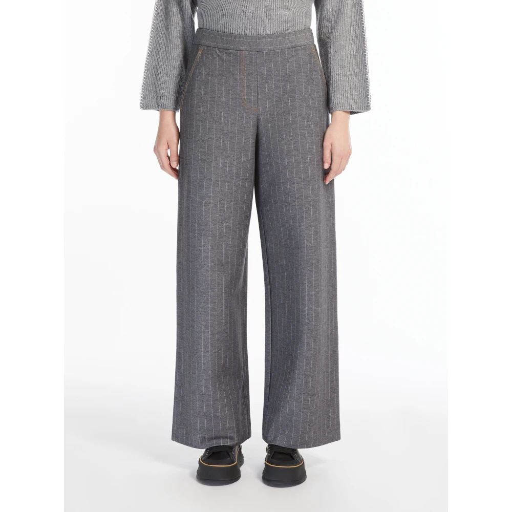 Max Mara Grijze Gestreepte Rechte Broek Gray Dames