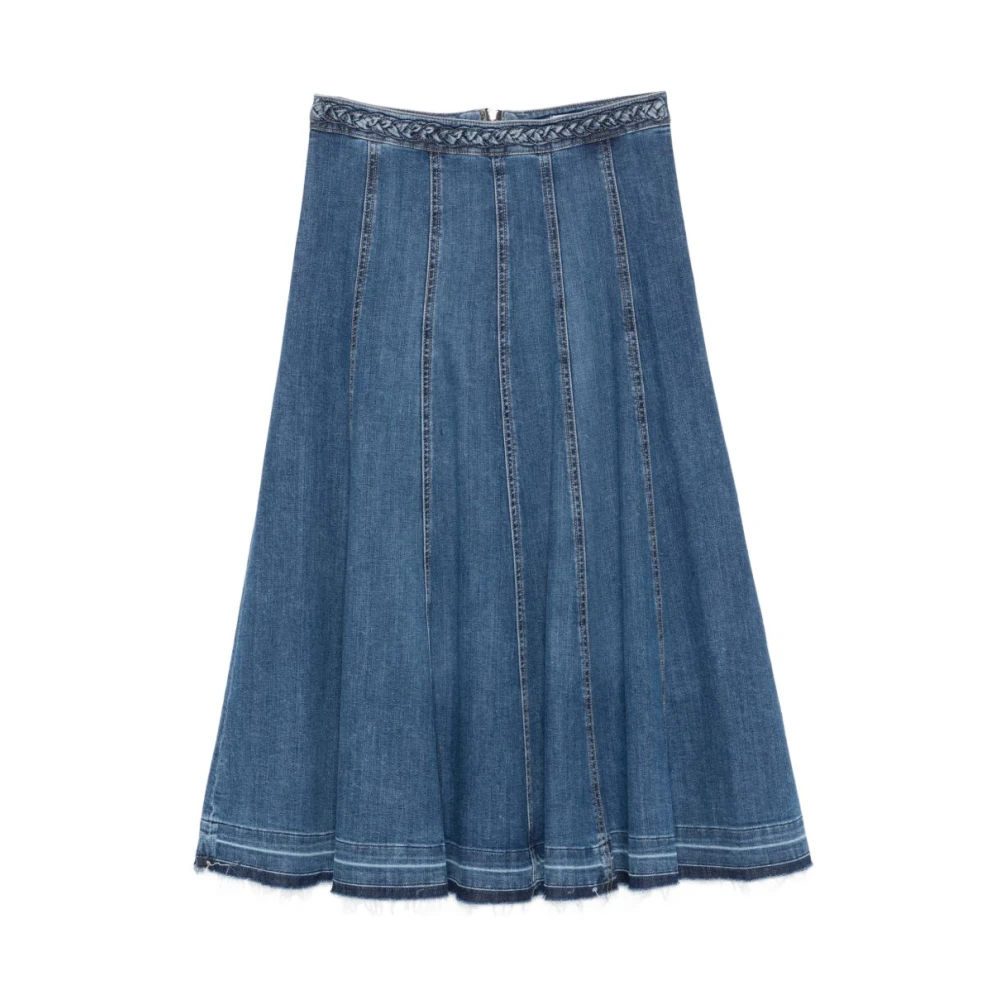 Liu Jo Damen Blau Cotton Denim Midi Rock