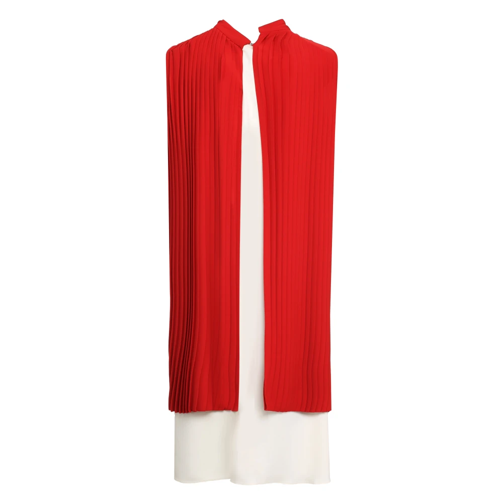 MM6 Maison Margiela Strik Kraag Geplooide Gelaagde Midi Jurk Red Dames