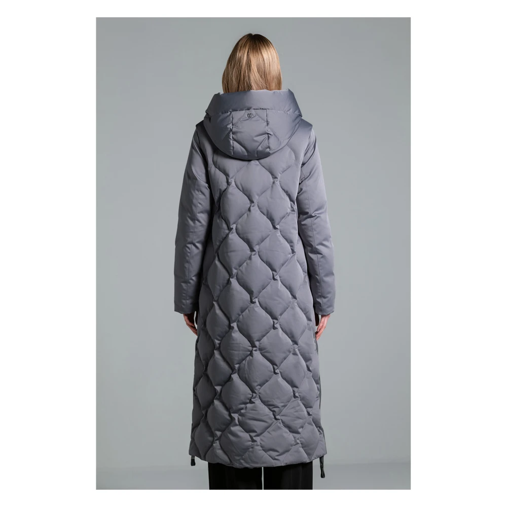 Duno Lange Puffer Parka Jas voor Vrouwen Gray Dames
