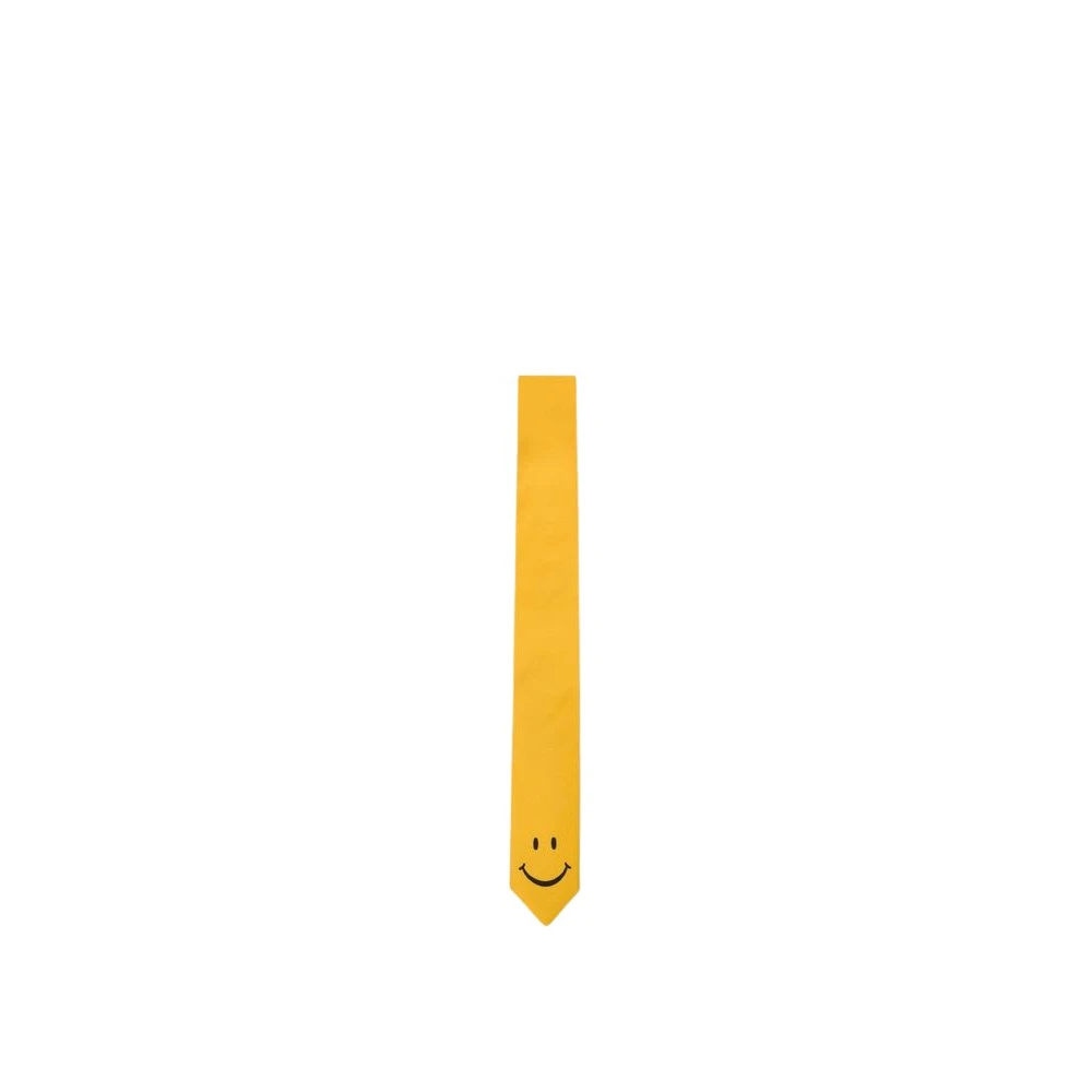 Moschino Men's Yellow Smiley Silk Tie