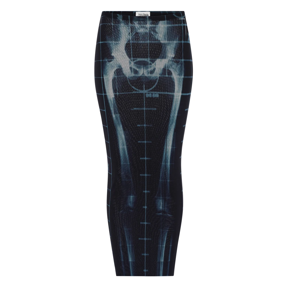 Jean Paul Gaultier Zwarte Lange Rok met Transparant Ontwerp Black Dames